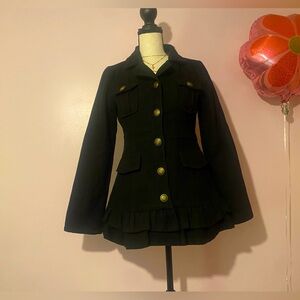 Chillipop Black Blazer with A-Line Silhouette and Lapels